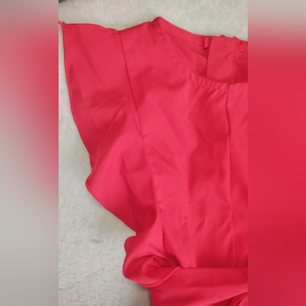 Vibrant Red Flutter Sleeve Romper